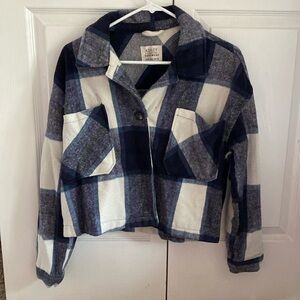Cropped flannel jacket
